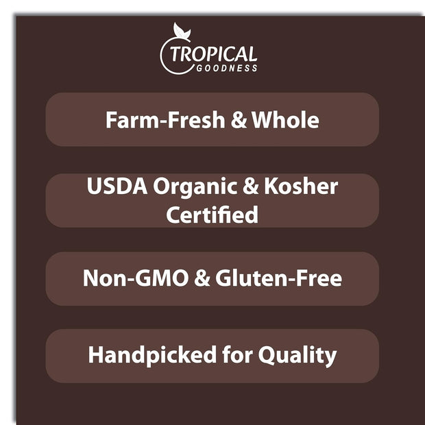 Tropical Goodness Organic Black Peppercorns Whole 16 oz/1lb, For grinder refill, Authentic Tropical Flavour, USDA & Kosher Certified, Non-GMO, Gluten-Free