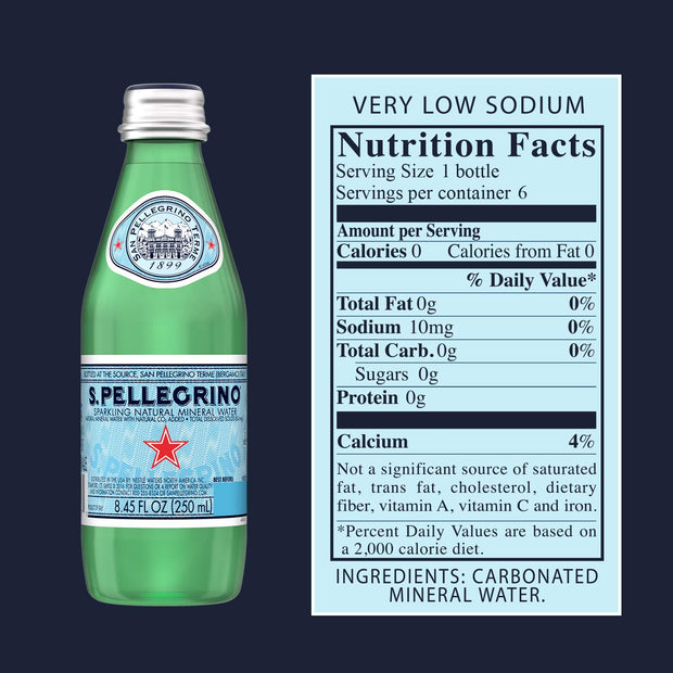 S.Pellegrino Sparkling Natural Mineral Water, 8.45 Fl Oz (pack of 6)