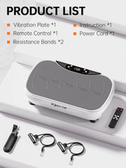 Vibration Plate Exercise Machine, Full Body Shaker Workout Vibration Plate for Lymphatic Drainage Weight Loss, Waver Vibrating Fitness Platform with Resistance Bands, Low Noise Home Fitness for Adults