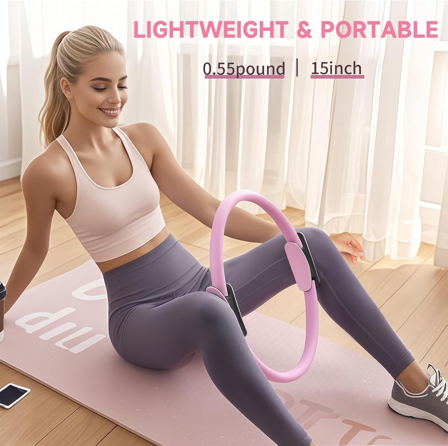 Pilates Essential Kit - Portable Fitness Equipment - with Toning Pilates Ring & Long Resistance Bands & Loop Bands & Soft Ball & Grip Socks