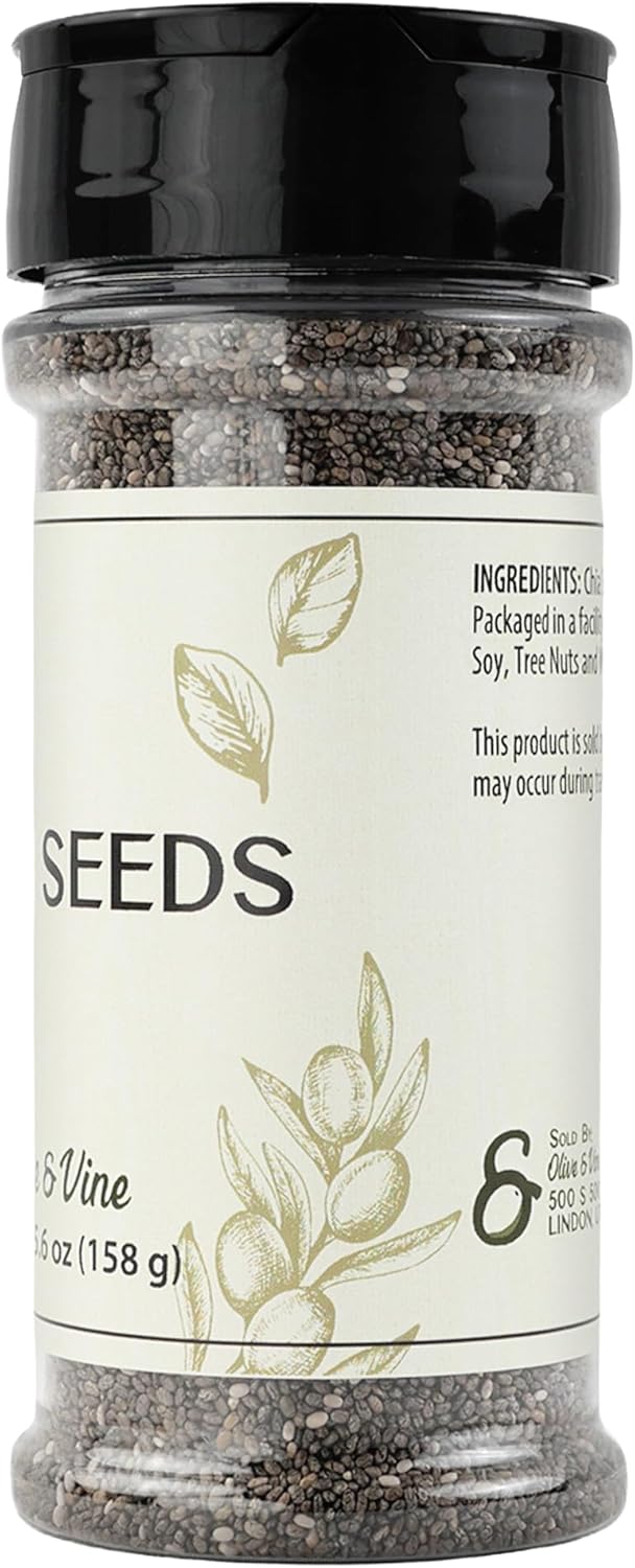 Olive & Vine Chia Seeds, Nutty Flavor, for Smoothies & Baking, Rich Tradition, Authentic Taste, for Global Recipes (2.88 Ounce)