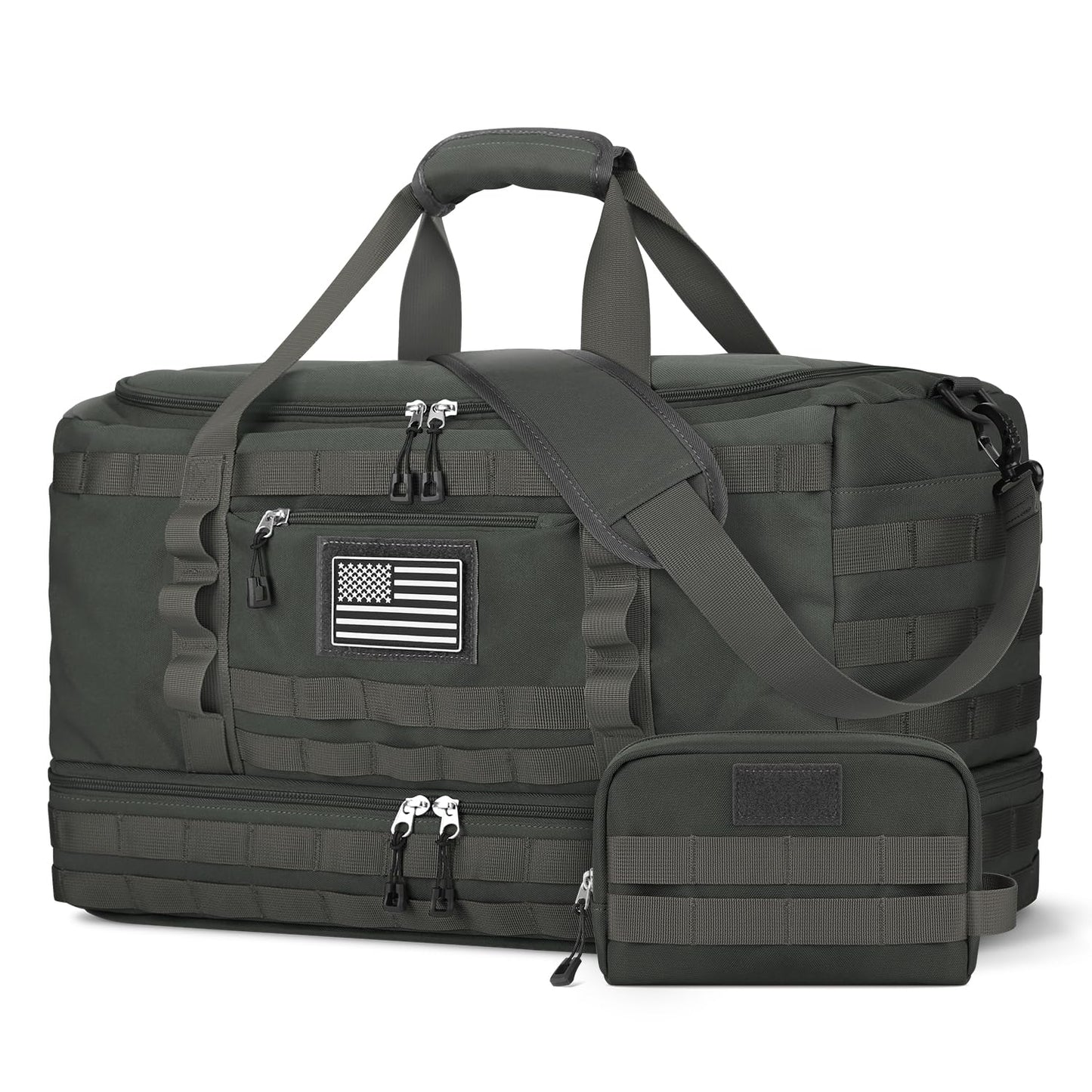 ETRONIK Travel Bag for Men Women, Gym Bag & Tactical Duffle Bags for Travel, Carry on with Toiletry Bag and Shoe Compartment, Weekender Overnight Trip with Wet Pocket for Workout Medical, Black