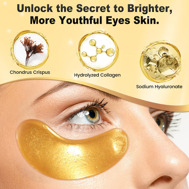 Under Eye Patches (24 Pairs) - 24K Gold Eye Masks Enriched with Abundant Collagen | Diminish Dark Circles and Puffiness | Anti-Aging, Smooth Fine Line, Nourish Skin - Gifts for Women Skin Care