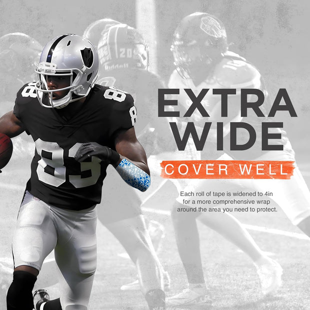 OK TAPE Turf Tape Football, Extra Wide Kinesiology Tape, Protects Arm from Turf Burn, Waterproof, Flexible, Super Sticky, White Athletic Tape (4 Inch x 30 Feet)