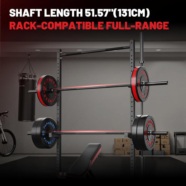 PAPABABE Olympic Barbell, 2-inch 45lb/35lb Weight Bar for Strength Training. 6.5ft/7ft Olympic Bar, 1000lb Plus Capacity, Chrome/Zinc Plating, knurled Grip for Bench Press Deadlift Squat