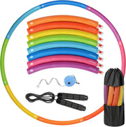 Weighted Exercise Hoop for Adults, 2.2lb&2.8lb Adjustable Fitness Hoop, 8 Detachable Hoop Sections with Jump Rope & Storage Bag, Home Gym Workout