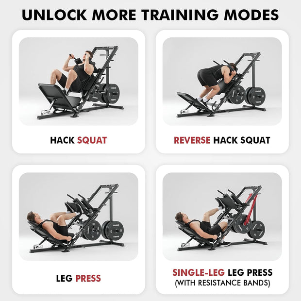 Mikolo Leg Press Hack Squat Machine Combo, Leg Press Machines for Home Gym with Linear Bearing, Hack Squat Machine with Rear and Front Band Pegs, Leg Machine for Full Range Leg Training