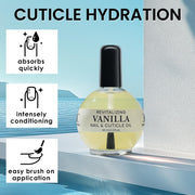 Moisturizing Cuticle & Nail Care Oil 2.3 Fl Oz - Vanilla Scented – Infused with Jojoba Oil, Aloe, Vitamin E – Nail & Cuticle Hydration, Repair, Moisturizer, Strengthener, Growth