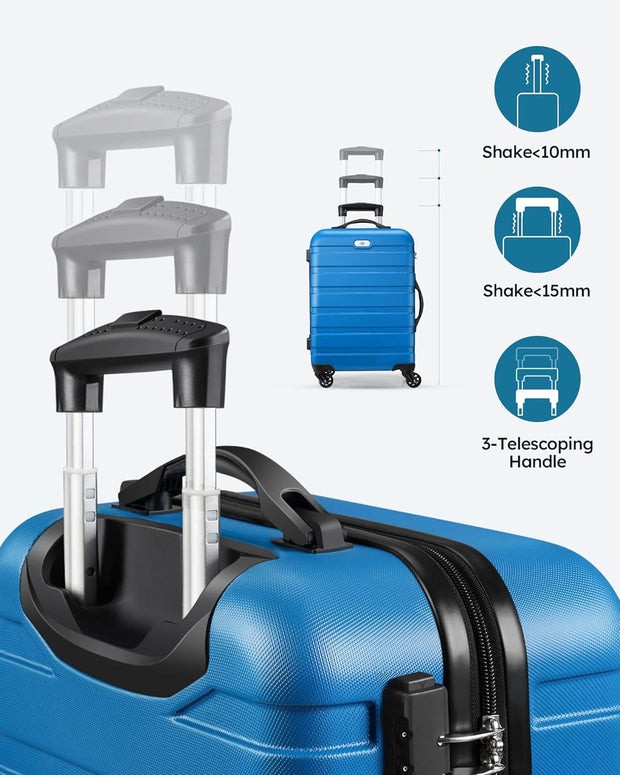 Suitour Luggage 3 Piece Sets Hard Shell Luggage Set with Spinner Wheels, TSA Lock, 20 24 28 inch Travel Suitcase Sets, Cerulean Blue