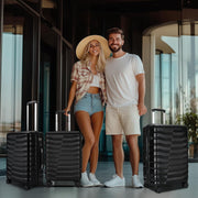 Lightweight Luggage with Spinner Wheels & YKK Zipper, Hard Shell 3-Piece Suitcase ABS+PC Hardside Luggage Set with TSA Lock for Men Travel, Black (20+24+28 inch)