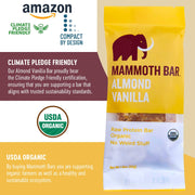 Mammoth Bar Almond Vanilla Bar - 10 Organic Protein Bars – Prebiotic • Paleo • Gluten Free • Egg Protein • GMO Free • Raw • Premium Nuts