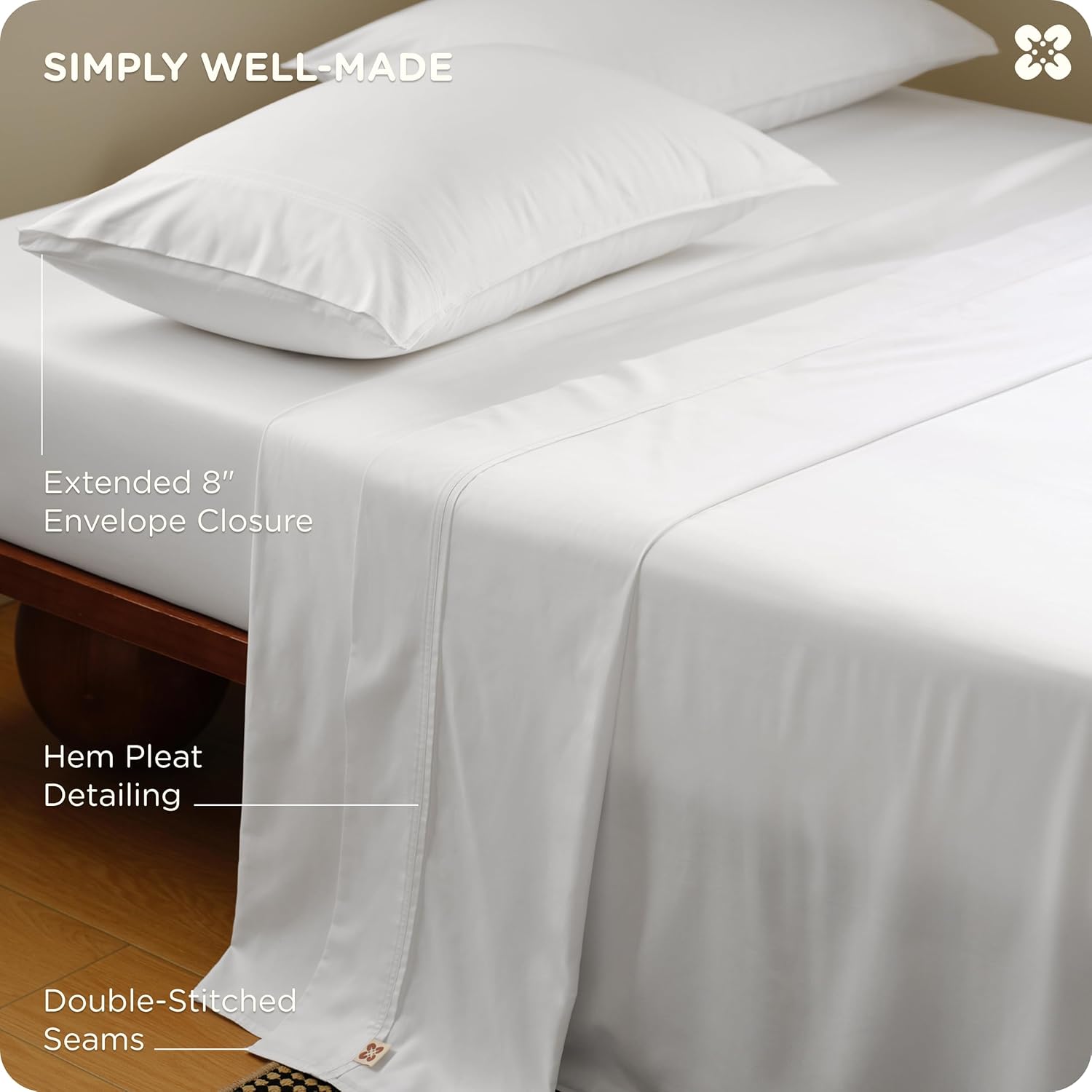 Bedsure Cooling Sheets, Rayon Derived from Bamboo & Cotton Blend, GentleSoft, Breathable, King Size Sheets Set, Deep Pocket Up to 18 Inches, Hotel Luxury Bedding for Hot Sleepers, White