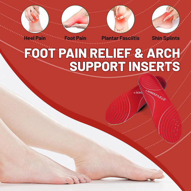 STSVZORR 220 lbs+ High Arch Support Insert Metatarsal Pad Pain Relief Men Women Plantar Fasciitis Insole Orthotic Flat Feet Heel Spur Comfort Standing All Day, Work Boots Shoe Insole