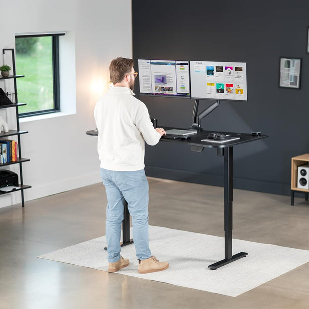 VIVO Electric 63 x 32 in Standing Desk, Memory Height Adjustment, 176 lb Frame Support, 2E Series, Black Top Black Frame, DESK-KIT-2E1B