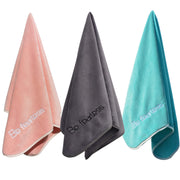 Microfiber Gym Towels Bigger Size Super Soft for Exercise Fitness, Sports, Workout, 380-GSM 15-Inch x 31-Inch Quick-Drying Towels (3 Pack, Grey+Blue+Purple)