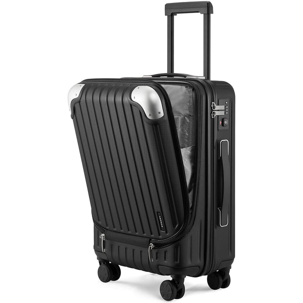 LEVEL8 Grace Carry On Luggage, 20 Inch Hardside Suitcase, Abs+Pc Harshell Spinner Luggage with Tsa Lock, Spinner Wheels, Grey, 20-Inch Carry-On