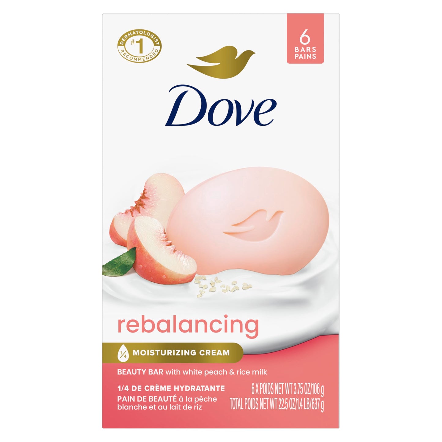Dove Beauty Bar Soap Restoring Coconut & Cocoa Butter 6 Count for Restored Skin, Nourishes Skin 3.75 oz