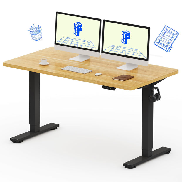 FLEXISPOT EN1 Whole-Piece Standing Desk, 48 x 24 Inches Height Adjustable Desk Stand up Desk Home Office Table for Computer Laptop (White Frame + Maple Desktop)