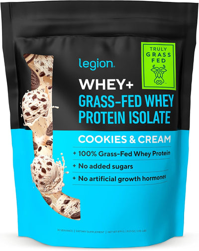 LEGION Whey+ Protein Whey Isolate from Grass Fed Cows - Whey Protein Isolate Powder Low Calorie, Non-GMO, Sugar Free, Lactose and Gluten Free, All Natural Protein Powder for Men & Women, 30 Servings