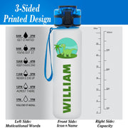 Personalized Water Bottles with Time Marker Custom 32oz Motivational Water Bottle Bpa Free Plastic Sports Water Bottle with Name for Fitness, Gym, Outdoor, Workout