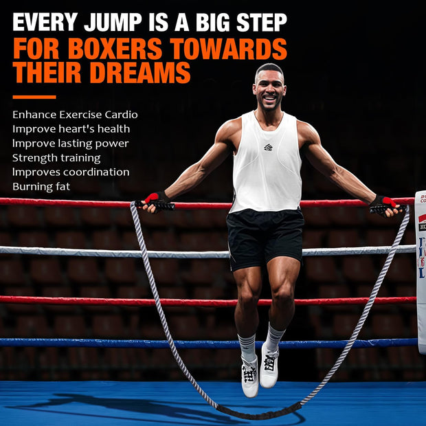 Jump Rope, Weighted Jump Rope for Fitness, Heavy Skipping Ropes for Men Women Kids, Home Gym Workout Equipment Set, Suitable for Boxing, Cardio, Training Muscles, Full Body Exercise Weight Loss at Home