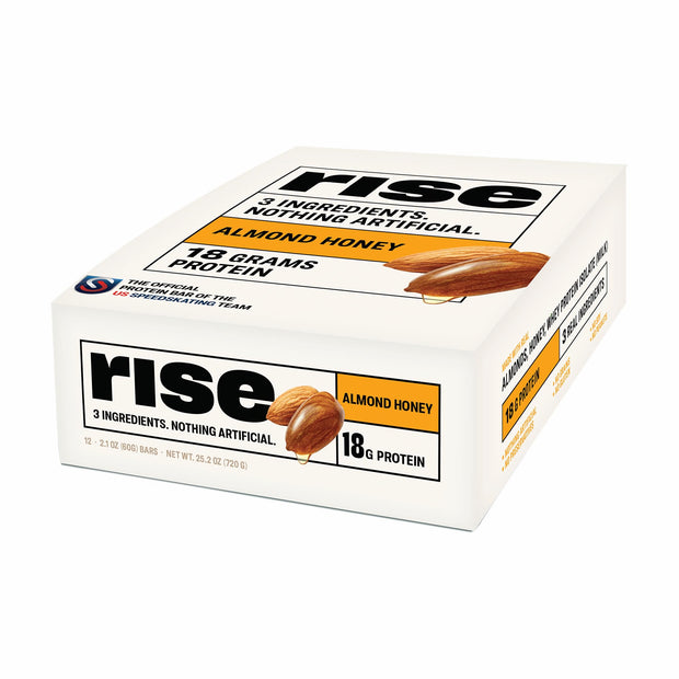 Rise Whey Protein Bars - Honey Cinnamon | Breakfast Bar & Protein Snack 18g Protein 4g Fiber Just 5 Whole Food Ingredients Gluten-Free Soy Free