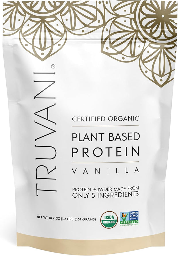Truvani Vegan Pea Protein Powder | Vanilla | 20g Organic Plant Based Protein | 18 Servings | Keto | Gluten & Dairy Free | Low Carb | No Added Sugar