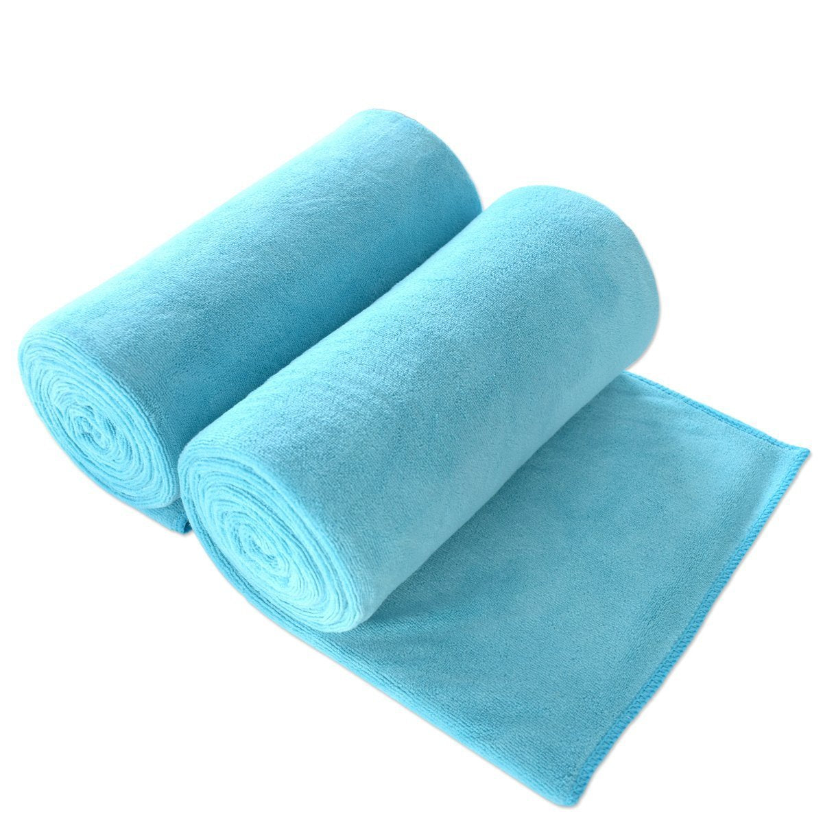 JML Microfiber Bath Towels, Oversized, Ultra Soft, Super Absorbent and Fast Drying, No Fading Large Bathroom Towel Set for Sport, Travel, Fitness, SPA and Yoga (Coral Fleece - Blue, 30 in x 60 in)