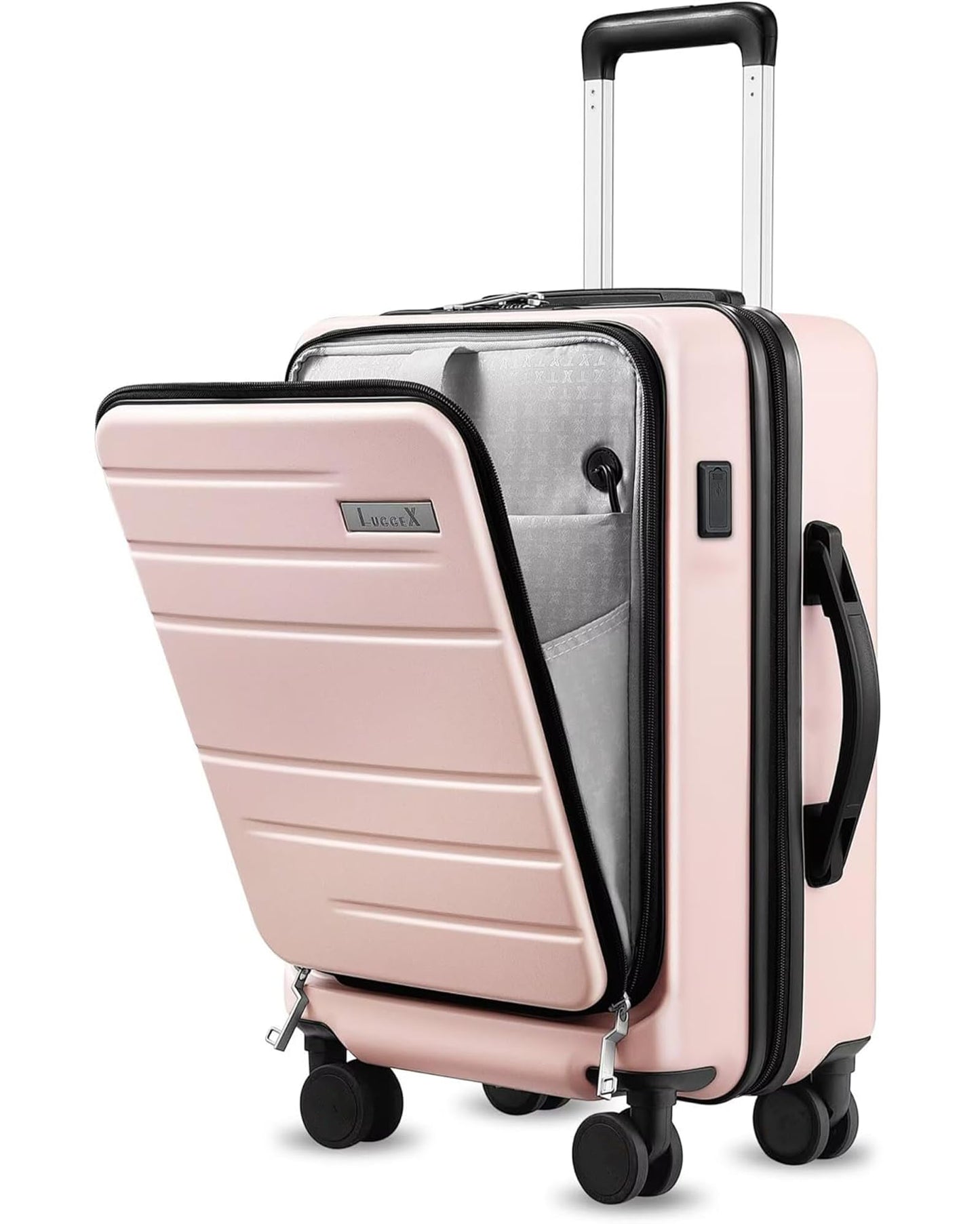 LUGGEX 28 Inch Luggage with Spinner Wheels, Expandable PC Hard Shell Checked Suitcase with Front Opening, Lightweight (Charcoal Metallic, 28 Inch)