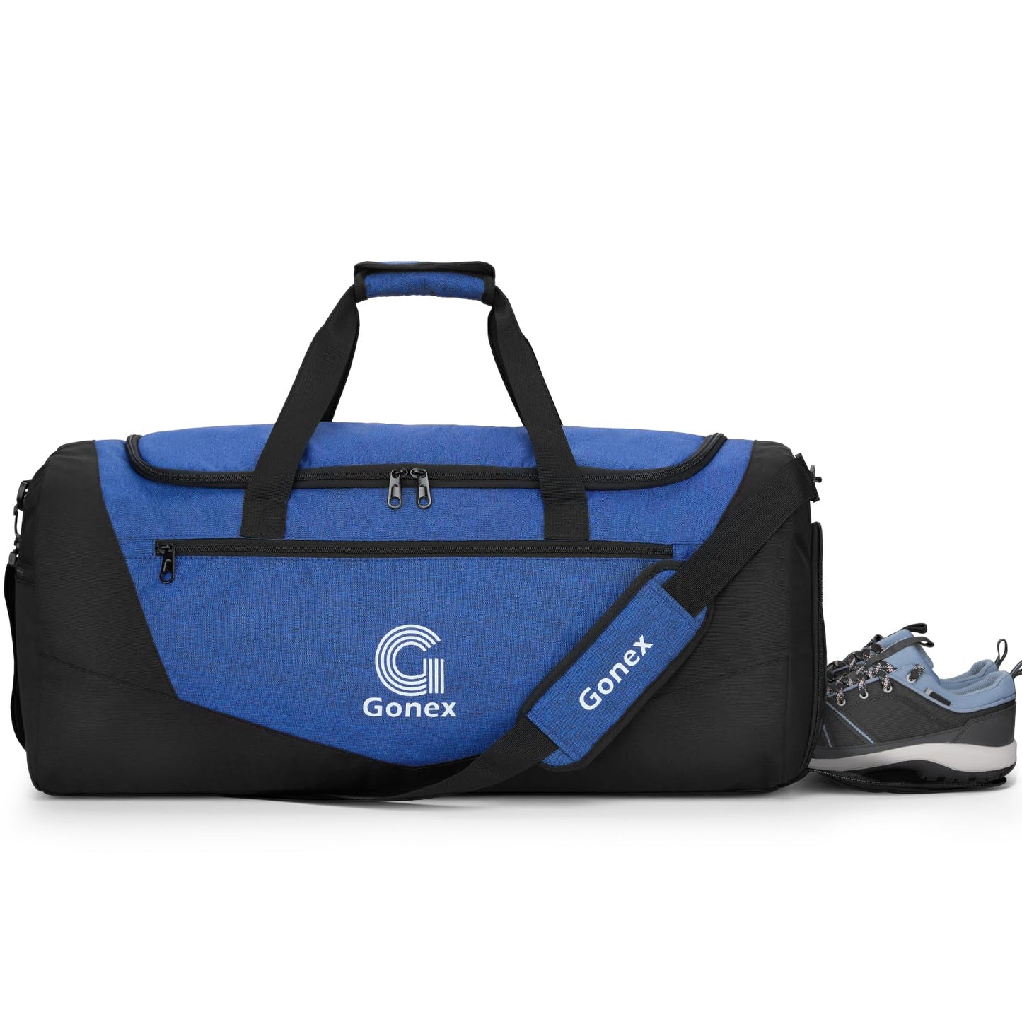 Gonex Gym Duffel Bag with Shoe Compartment Wet Pocket, Large Capacity Sports Duffle Bag for Men Women, Workout & Travel Bag with Multiple Pockets, Black/Gray, Small (30L)