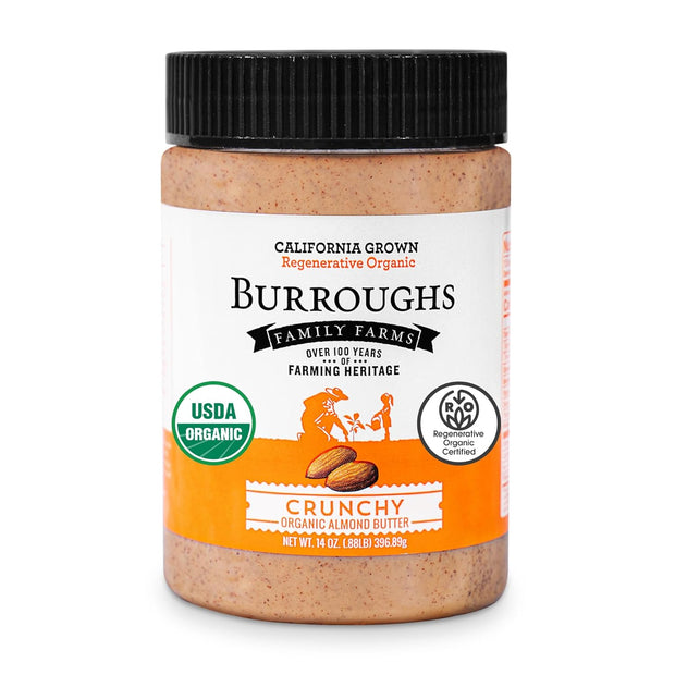 USDA Organic Crunchy Almond Butter, 14 oz – No Palm Oil, No Sugar Added Almond Nut Butter – 2x the Antioxidants and Vitamin B Versus Other Nut Butter – First Regenerative Organic Certified