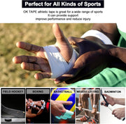 OK TAPE Athletic Sports Tape（32-Rolls - 45ft Per Roll Very Strong Tape for Athlete & Sport Trainers & First Aid Injury Wrap, Perfect for Fingers Ankles Wrist on Bat, Hockey Stick - White