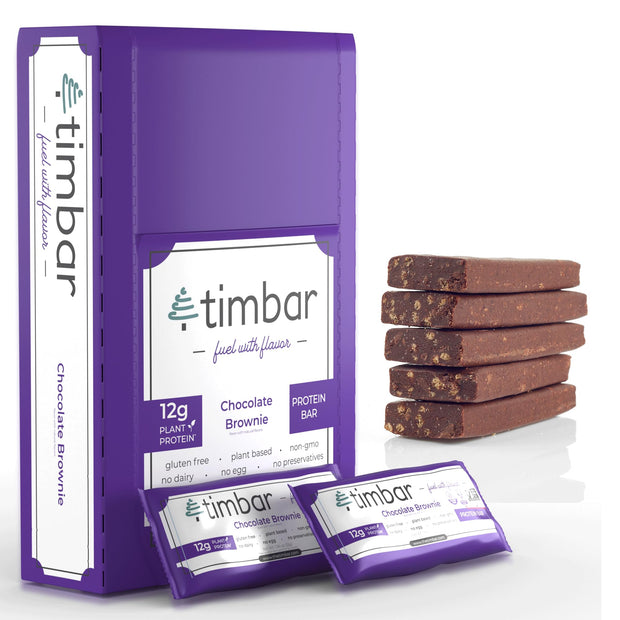 timbar Protein Bars 4 Pack | 12g Plant Based Protein & 9g Fiber Plant Based- Energy & Nut Bars | Gluten Free, Non-GMO, Dairy Free, Healthy On-the-Go Snack & Meal Replacement (4 Packs, Sampler Pack)