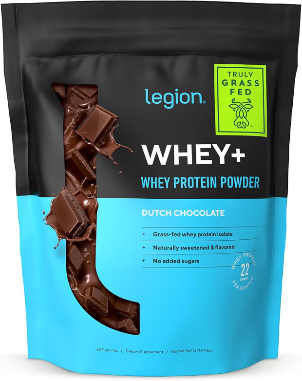 LEGION Whey+ Protein Whey Isolate from Grass Fed Cows - Whey Protein Isolate Powder Low Calorie, Non-GMO, Sugar Free, Lactose and Gluten Free, All Natural Protein Powder for Men & Women 30 Servings