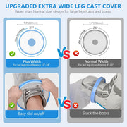 100% Waterproof Extra Wide Leg Cast Cover for Shower with Non-Slip Bottom Reusable Shower Boots Protector for Adult Leg Ankle Foot After Surgery Bandage Dressing Wound Immobilizer/Brace, Walking Boots
