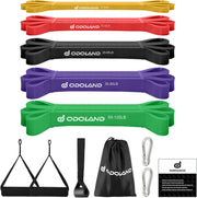 Odoland 5 Packs Pull Up Assist Bands, Pull Up Straps, Resistance Bands with Door Anchor and Handles, Stretch Mobility, Powerlifting and Extra Durable Exercise Bands with eGuide