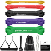 Odoland 5 Packs Pull Up Assist Bands, Pull Up Straps, Resistance Bands with Door Anchor and Handles, Stretch Mobility, Powerlifting and Extra Durable Exercise Bands with eGuide