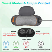 Non-Rechargeable (Plug-in Model) 3-in-1 Neck Vibrating Massager Pillow with Heat & Traction, Cervical Pillow Traction Massager for Neck Hump,Light Grey