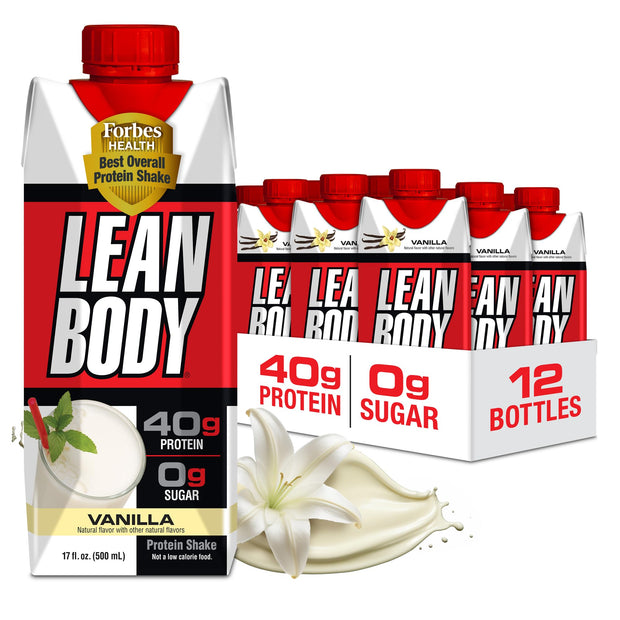 Lean Body Ready-to-Drink Cookies and Cream Protein Shake, 40g Protein, Whey Blend , 0 Sugar, Gluten No, 22 Vitamins & Minerals, (Recyclable Carton & Lid - Pack of 12) LABRADA , 17 Fl Oz (Pack of 12)