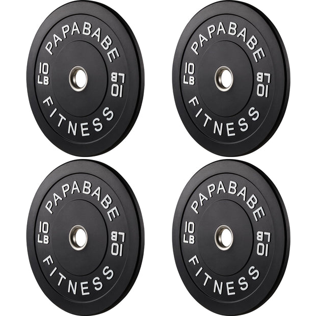 Papababe Weight Plates, 2-Inch Weights Plates Set, Floor Protective Rubber Weight Plates, 10-600lbs Bumper Plates for Barbell Strength Training & Weightlifting (Single/Pair/Full Set)