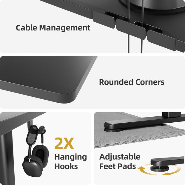 INNOVAR Electric Standing Desk, Adjustable Height Stand up Desks, 48 x 24 Inches Sit Stand up Desk for Home Office Computing, 3-Preset Memory Height Ergonomic Rising Desks, Black