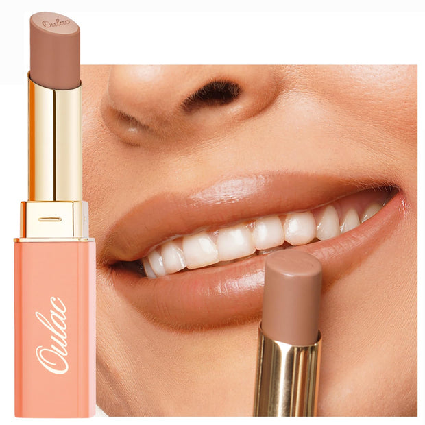 Oulac Beige Lipsticks for Women, Pale Nude Matte Lip Base, Full Coverage Lip Color, Satin Matte Finish, Cream Texture, Hydrating, Infused with Hyaluronic Acid, Vegan & Clean Beauty 4g SG01 Bare