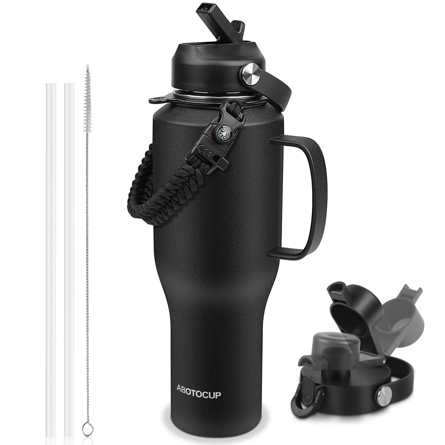 32oz Water Bottle Insulated with Powder Coated, Fit in Any Car Cup Holder, Water Bottles with Straw and Spout Lids, Stainless Steel Insulated Double Wall Leak-proof BPA Free to Keep Cold&Hot