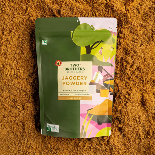Jaggery Powder made from Juiciest Sugarcane | No Sulphur, No Chemicals | Best Alternative of Sugar | Natural Sweetener | 16 Oz from Two Brothers Organic Farms