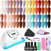 JODSONE 36 Pieces Gel Nail Polish Set U V Light Nail Drill Beginner Set Glossy Surface Easy To Apply Matte Texture All-In-One Manicure Kit