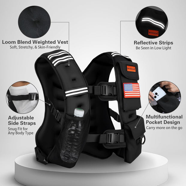 Weighted Vest for Woman and Men, 8lbs/12lbs/16lbs/20lbs/30lbs/40lbs Odorless Adjustable Straps Size Walking Vest,Running Vest with Underarm Buckle, Breathable Mesh Shoulder Pain Relief, Strength Training HIIT