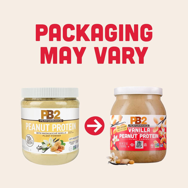 PB2 Performance Peanut Plant Based Vegan Protein Powder | 20g Complete Protein, No Added Sugar, Prebiotic Fiber | Dairy Free, Certified Vegan, Non-GMO, Gluten Free [Peanut w/Madagascar Vanilla, 2LB]