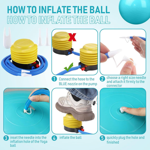 Leyndo 4 Pcs 26 Inch Yoga Exercise Ball Pilates Pregnancy Birthing Fitness Ball with Quick Pump Anti Burst for Improved Posture, Balance, Yoga, Pilates, Training