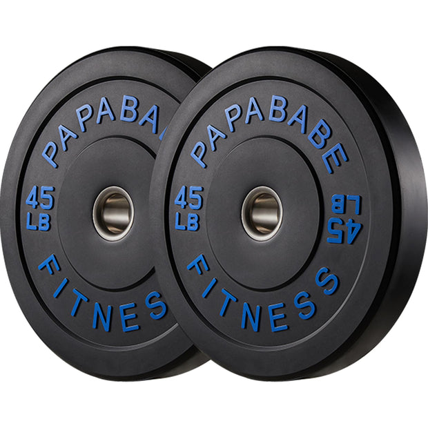 Papababe Weight Plates, 2-Inch Weights Plates Set, Floor Protective Rubber Weight Plates, 10-600lbs Bumper Plates for Barbell Strength Training & Weightlifting (Single/Pair/Full Set)