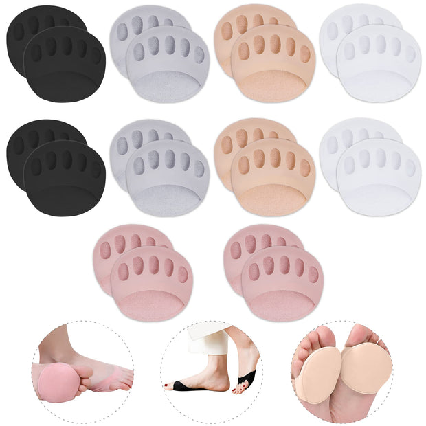 Ball of Foot Cushions (5 Pairs) - Metatarsal Pads for Women & Men, Soft Forefoot Pads for Ball of Feet, Reusable, Breathable, Prevent Pain & Discomfort